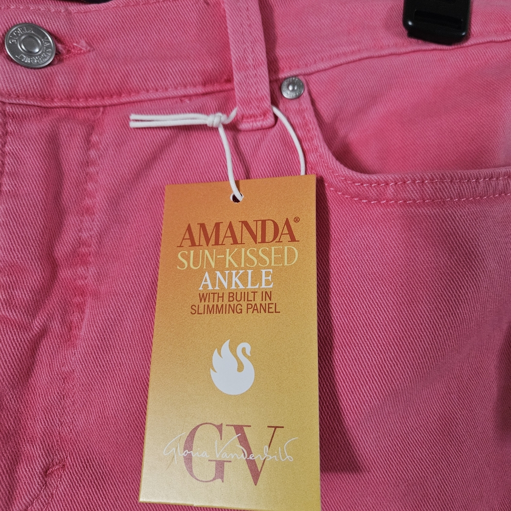 NWT Gloria Vanderbilt Women's Bright Pink Straight Leg Jeans 12 - Picture 3 of 6